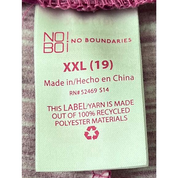 NO BO HI-RISE WIDE LEG BOHO PANTS, JUNIORS, XXL (19)-PINK, PURPLE  LINEAR PAT. - Picture 10 of 12